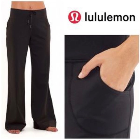 Lululemon Black Brushed Lined Wide Leg Still Pants